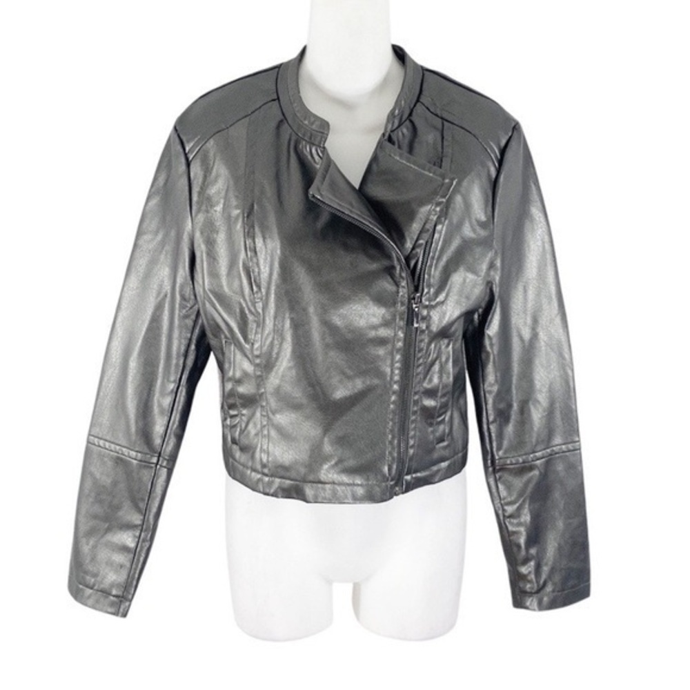 Rampage gunmetal faux leather moto jacket
